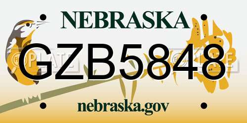 GZB5848 Nebraska License Plate