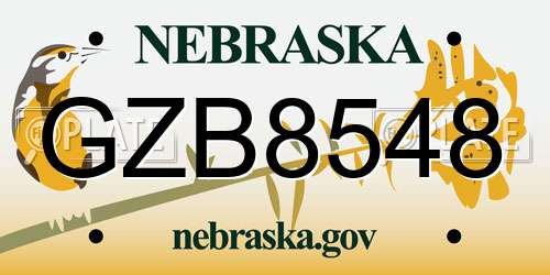 GZB8548 Nebraska License Plate