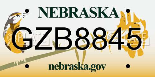 GZB8845 Nebraska License Plate