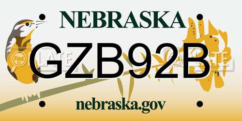 GZB92B Nebraska License Plate