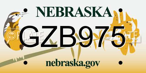 GZB975 Nebraska License Plate