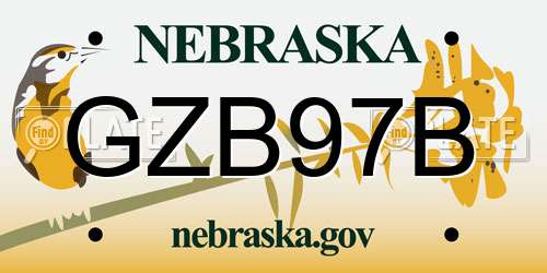 GZB97B Nebraska License Plate