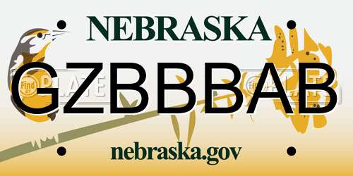 GZBBBAB Nebraska License Plate