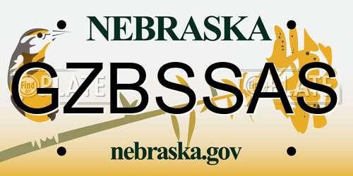 GZBSSAS Nebraska License Plate