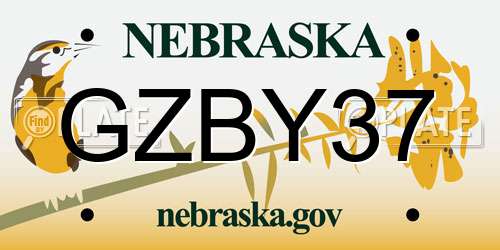 GZBY37 Nebraska License Plate