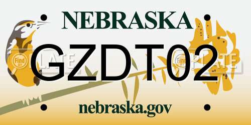 GZDT02 Nebraska License Plate