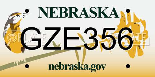GZE356 Nebraska License Plate