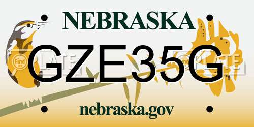 GZE35G Nebraska License Plate