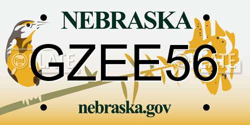 GZEE56 Nebraska License Plate
