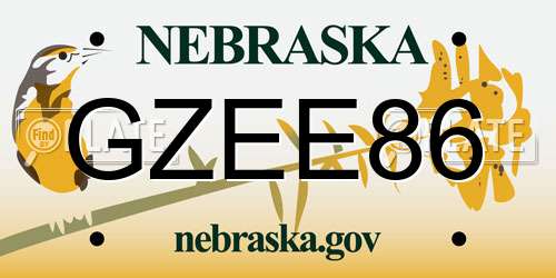 GZEE86 Nebraska License Plate
