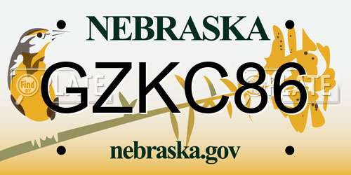 GZKC86 Nebraska License Plate
