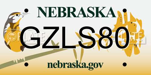 GZLS80 Nebraska License Plate
