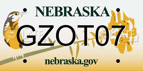 GZOT07 Nebraska License Plate