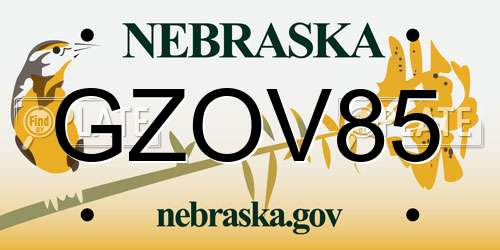 GZOV85 Nebraska License Plate