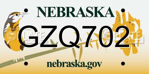 GZQ702 Nebraska License Plate
