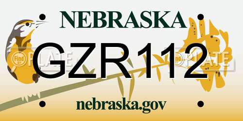 GZR112 Nebraska License Plate