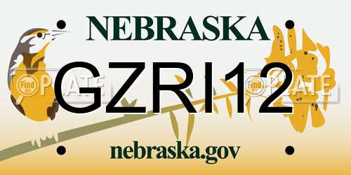 GZRI12 Nebraska License Plate