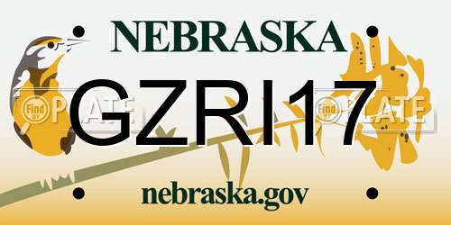 GZRI17 Nebraska License Plate