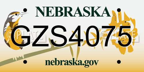 GZS4075 Nebraska License Plate