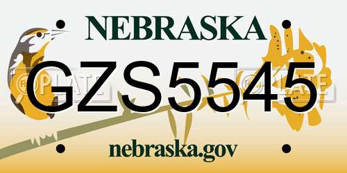 GZS5545 Nebraska License Plate