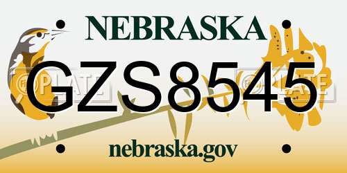 GZS8545 Nebraska License Plate