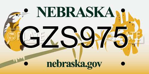 GZS975 Nebraska License Plate