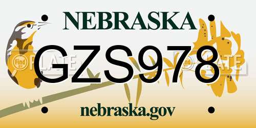 GZS978 Nebraska License Plate