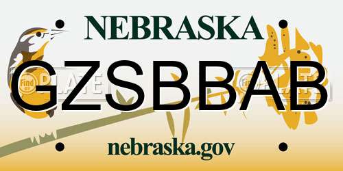 GZSBBAB Nebraska License Plate