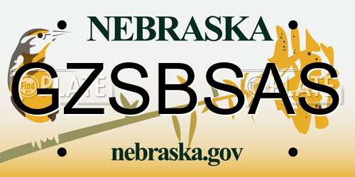 GZSBSAS Nebraska License Plate