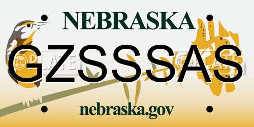 GZSSSAS Nebraska License Plate