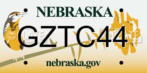 GZTC44 Nebraska License Plate