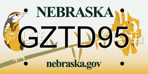 GZTD95 Nebraska License Plate