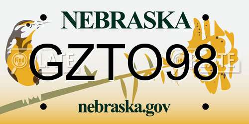 GZTO98 Nebraska License Plate