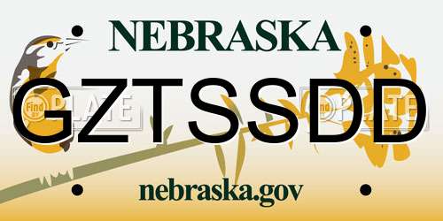 GZTSSDD Nebraska License Plate