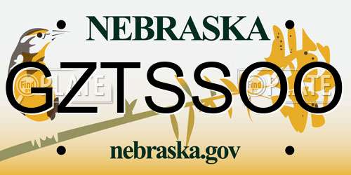 GZTSSOO Nebraska License Plate