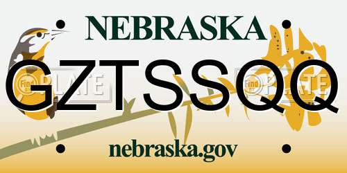 GZTSSQQ Nebraska License Plate