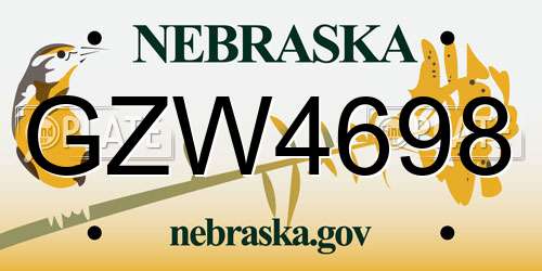 GZW4698 Nebraska License Plate