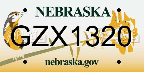 GZX1320 Nebraska License Plate