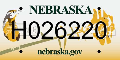 H026220 Nebraska License Plate