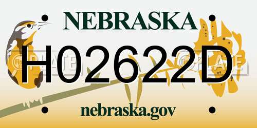 H02622D Nebraska License Plate