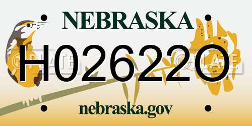 H02622O Nebraska License Plate