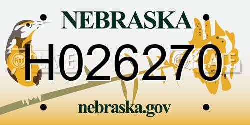 H026270 Nebraska License Plate