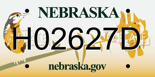 H02627D Nebraska License Plate