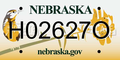 H02627O Nebraska License Plate