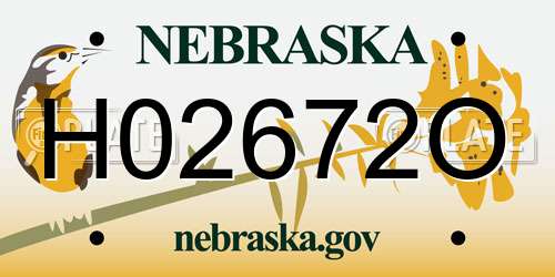 H02672O Nebraska License Plate