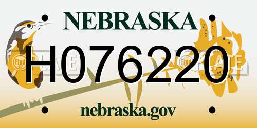 H076220 Nebraska License Plate