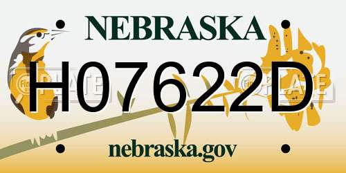 H07622D Nebraska License Plate