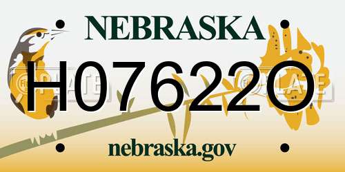 H07622O Nebraska License Plate