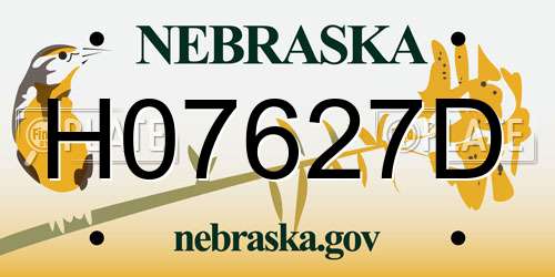 H07627D Nebraska License Plate
