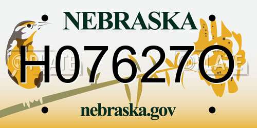 H07627O Nebraska License Plate